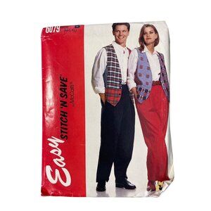 90s McCalls 6079 Lined Vest and Pant Sewing Pattern Size Medium-XL Vintage UNCUT